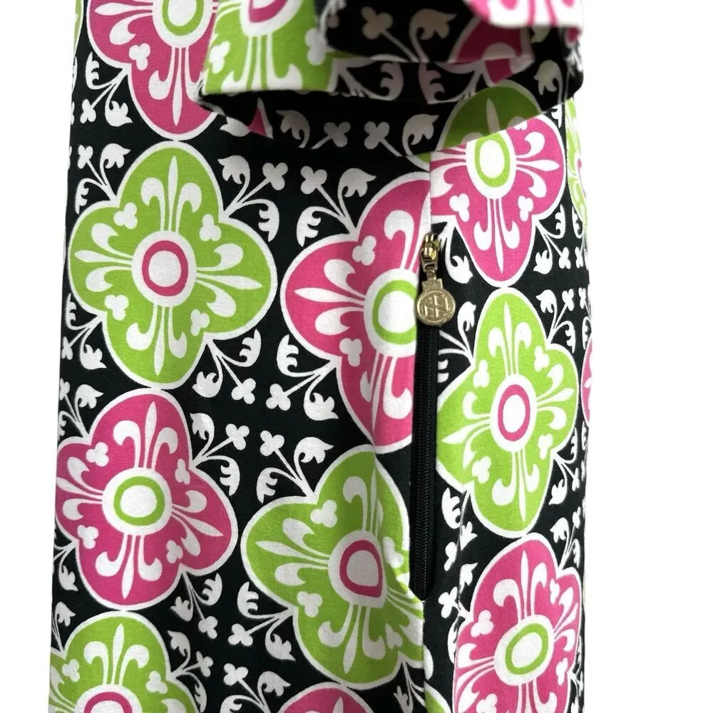 Tracy Negoshian Ponte Knit Dress L Ruffle Country Club Colorful Preppy Resort - Picture 8 of 16